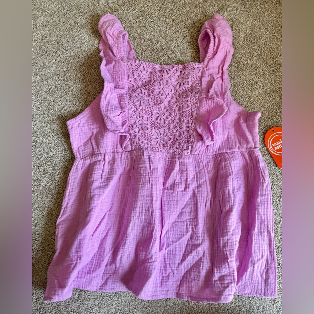 Wonder Nation Girls Pink Crochet Tank Size L (10-12) Plus